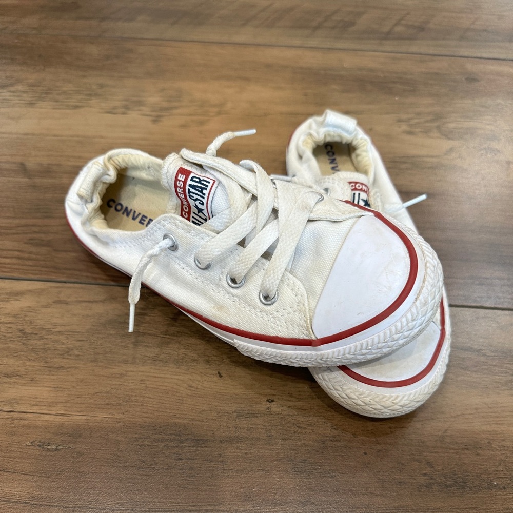 Girls White Converse Slip Ons